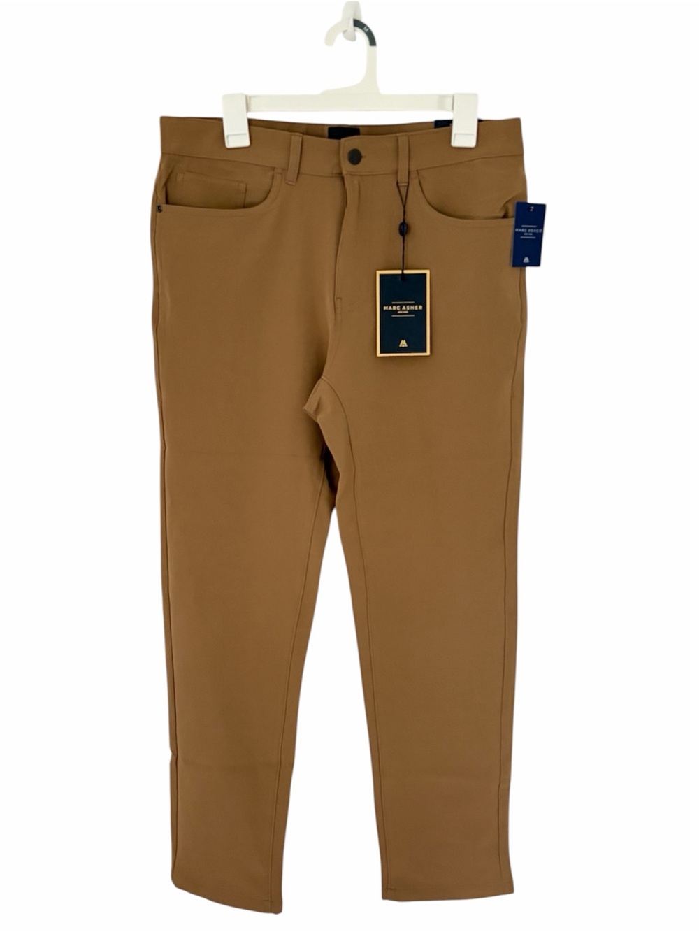 Marc Asher Men's Athletic Taper Slim Stretch Pants in Khaki 32W 30L